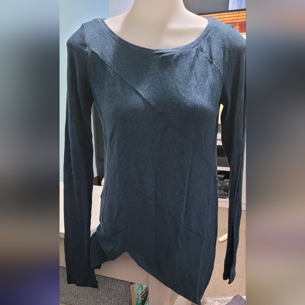 Women's Long Sleeve Shark Bite Teal Top